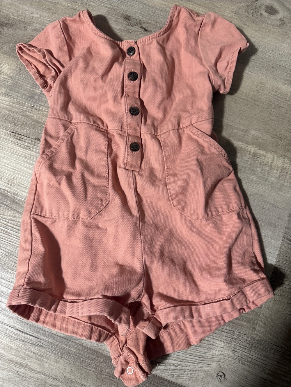 Old Navy Peach Pink Short Sleeve Romper with Front Buttons
